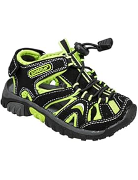 GIBRA® Kinder Trekking Sandalen mit Klettverschluss, schwarz/neongrün, Gr.25-36