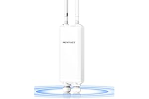 NEWFAST 1200Mbps Repetidor WiFi Potente Exterior Largo Alcance Doble Banda 2.4GHz/5GHz con 48V PoE Power, 3*Puerto Gigabit Ethernet, 2 * 5dBi Antena, Amplificador de Señal WiFi Exterior IP66