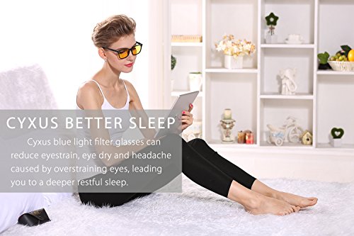 Cyxus Anti Blaulicht Brillen (Gelb Linse) [Augenschutz] computer brille,Unisex(Herren / Damen) blockierung uv brillen Braun Rahmen Metallbein - 3