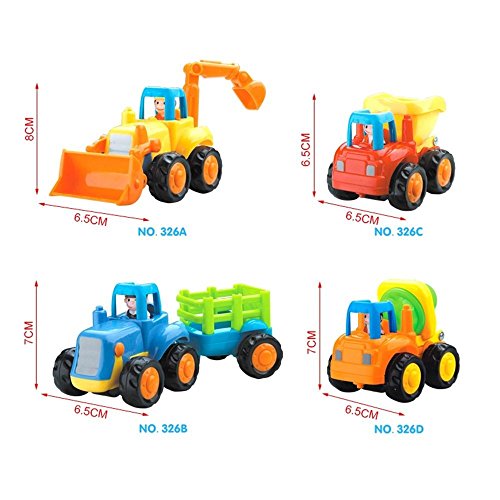 Frühe Bildung 18 Monate + Old Baby Spielzeug Push und Go Reibung powered Auto Spielzeug Sets von 4 Traktor Bulldozer Mixer Truck und Kipper für Kinder Kinder Jungen Mädchen - 2