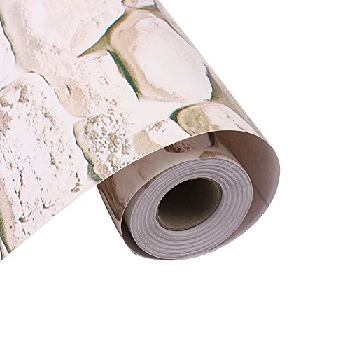 3D Ziegel-Tapeten, Selbstklebend einlese strukturiert PVC Brick Wall Paper Peel Steinblöcke für Cafe Bar Schlafzimmer Dekoration Brick Wallpaper 0.45X10m (Stone Brick) - 7
