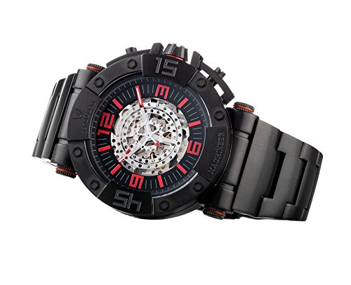 DETOMASO Men's Machineer Automatic Watch with Black Dial Analogue Display and Black Stainless Steel Bracelet DT-ML102-A