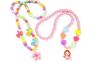IBXWMNG 2 Stücke Schmuck Set für kleine Mädchen - Prinzessinnen Halskette mit niedlichem Cartoon Anhänger in persönlichem Design