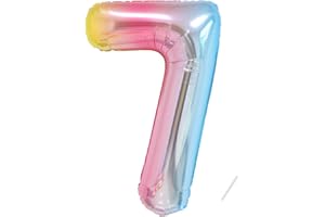 Numéro de ballon d'anniversaire 7 ans|Ballon géant arc-en-ciel 40" - 101cm décoration d'anniversaire - numéro de ballon décoration d'anniversaire. S'envoler avec de l'hélium