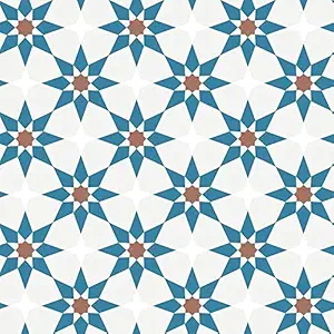 WALLTON - Moroccan - 6 Tile Stickers for Kitchen Backsplash Bathroom Floor Wood Glass Stick Home D?cor Furniture (Multicolor, 4x4 Inch 36 pic)