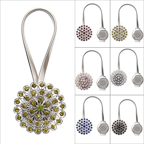 WannaBi Magnetic Curtain Tieback Tie Back Clip Europe Type Curtain Buckles Holdback, Shiny Bling Rhinestone Green 1-PC