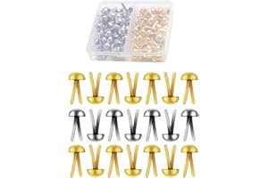 Divono 100 PCS Split Pins,Durable Metal Paper Fasteners,Round Split Pins,Scrapbooking Brads Split Pins for Paper Craft DIY Stamping Scrapbook Office Household Supplies(Gold,Silver)
