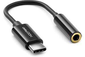DeleyCON 10cm Hörlursadapter USB C till 3,5 mm Uttag AUX - Kompatibel med Apple Samsung Google Huawei Xiaomi Bärbar Dator PC Surface etc. Headsetuttag