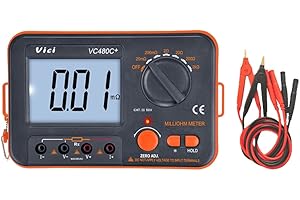 BUZZFASHION VC480C+Milliohm mètre,6pcs de pile AAA 1,5V ou source d'alimentation externe CC 9V,Grand écran LCD,pour Gamme Précision Résolution Mesure du courant