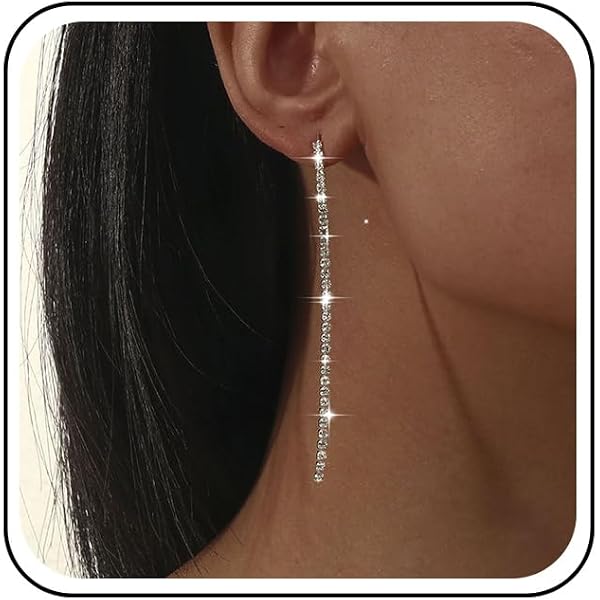 4 Paia Orecchini Pendenti Con Nappa Lunga – Gioielli A Catena Con Perle E Cristallo, Borchie In Acciaio Per Donne, Ideali Per Sposa E Cerimonie