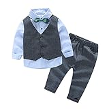 [Kinderanzug Jungen Gentleman] 3 pcs Hemd mit Fliege + Weste...