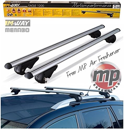 MP Essentials Lockable Aluminium Roof Rack Rail Bars to fit Peugeot Ranch (2001>) + FREE MP AIR FRESHENER