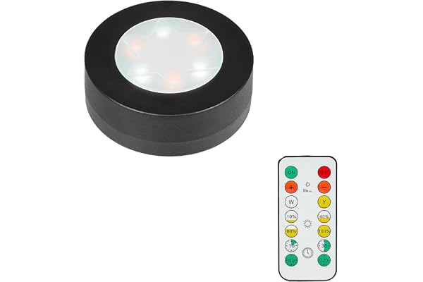 MOUJUCHI LED-lampa med batteri för garderob, kök, trappor, vitrinskåp, skåp - LED-strålkastare med fjärrkontroll - Halloween
