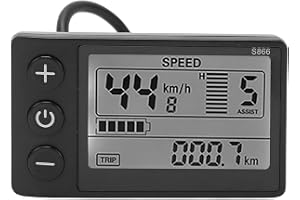 Ausi Elcykel S866 LCD-displaymätare, ABS 24 V 36 V 48 V vattentät cykelkontrollpanel med SM-kontakter cykeldator LCD-skärm