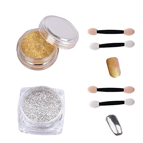 NALATI New Mirror Chrome Effect Nails Powder (Silver&Gold)