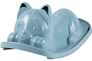 Smoby Life Balancín Gato Azul - Juguete Infantil Ergonómico con Orejas para Agarre, Plástico Reciclado, Uso Interior y Exterior, Resistente UV, +18 Meses (7600830109)