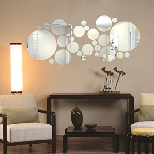 Jamicy® Runde Acrylspiegel Hintergrund Wand Aufkleber Schlafzimmer Dekoration