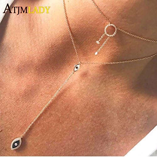 iFashionJewellery New 925 sterling silver trendy fashion women jewelry Long chain luxury evil eye sexey women summer silver Y lariat necklace