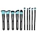 Nestling® 10Pcs Wood Makeup Brushes Kit Professional Cosmetic Make Up Set with Black Bag, Burlywood