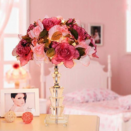 WGE Artificial Flower Rose Quartz Lamp Wedding Gifts Of Luxury Bedroom Bedside Table Lamps , 2