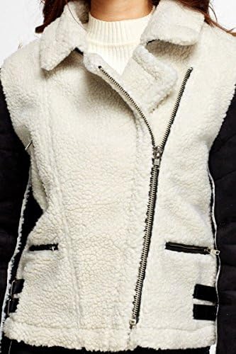 805 Warm Jacket Urban Soft Warm Fluffy Teddy Bear Faux Fur Short Coat (Small UK 8-10)