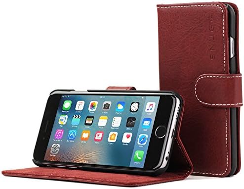 Snugg iPhone 6 Plus and 6S Plus Case, Dusty Cedar Red Leather Flip Case [Card Slots] Executive Apple iPhone 6 Plus and 6S Plus Wallet Case Cover and Stand Legacy Series