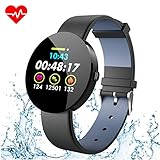 JIHUIA Fitness Tracker, IP67 wasserdicht Schritt Kalorienzähler Schrittzähler Sehen, Puls Schlafen Monitor Bluetooth Smart Android IOS Weihnachten Das Erntedankfest Geschenke,B