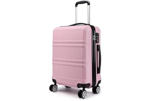 Kono Walizka kabinowa, lekka, ABS, bagaż podręczny, 4 kółka obrotowe, walizka na kółkach 55 x 40 x 22 cm, różowy, 20", Carry On