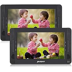 Pumpkin Reproductor DVD CD Portátil Coche con 2 Pantallas 10.1 Pulgadas LED Multimedia para Resposacabezas de Coche soporta USB y Tarjeta SD, Color Negro