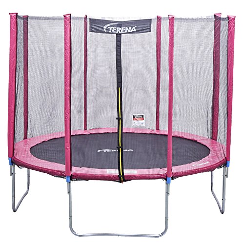 Premium Trampolin neonpink 183 244 305 366 427cm mit Netz Sicherheitsnetz Gartentrampolin für Kinder