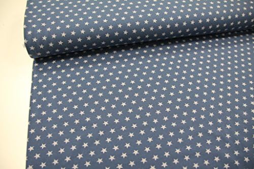 Fabric 50CMX140 CM Kids Premium Jersey Quality Jersey Stars Light Grey on Blue