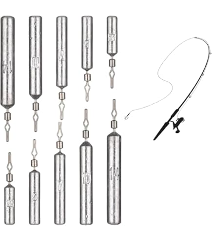 Jenzi Drop-Shot Blei Set: 2x Packungen Long-Bleigewichte 10g + Gratis Petri Heil Aufkleber - Perfekt Fürs Angeln!