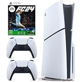 PlayStation 5 With Blu-Ray Disc Console (SLIM) - FC24 and Two White Controllers Bundle