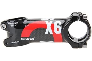 Bikeco Potence de vélo en fibre de carbone 3K brillant ultra léger pour guidon de VTT/vélo de route, 31,8 x 80/90/100/110 mm