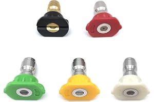 Zimjoy 5 Stück Hochdruckreiniger Düsenspitzen Sprühdüsen Spitzen 1/4 Zoll Schnellanschluss Verstellbaren Abgewinkelte Düse für Autowäsche Gartenbewässerung und Reinigung, Mehrfarbig