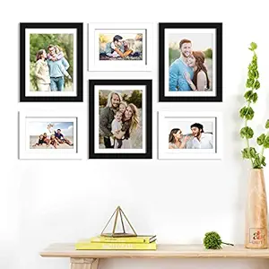 Art Street Wall Photo Picture Frame for Home Decor with Free Hanging Accessories (Size-6x8, 8x10 inches, Black and White), Set of 6 (ASPWT22554)