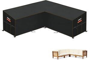 HEIMUNI Housse Imperméable de Canapé Extérieur Forme de L, Housse de Protection pour Mobilier Bâche Salon de Jardin, Couverture pour Meubles de Jardin Bâche Extérieur Anti UV, 210x210x85x80/65cm