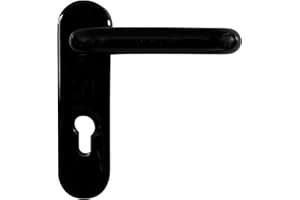 BUDDY4HOME HOUSE ACCESSOIRES Tür Feuerschutzgarnitur Profilzylinder Kurzschild Verdeckschildbeschlag rund, Drücker beidseitig Kunststoff schwarz 9mm Drückergarnitur Türdrücker Türbeschläge DIN18273 FS Paris