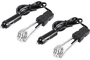 Acogedor thermoplongeur Voiture,12V / 24V radiateur d'immersion électrique, 120W-140W, Portable, Anti-Corrosion, Sécuritaire, pour trajets sans conducteur, Camping, Pique-Nique(12V)