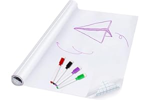 WOEAU Dry Wipe Self Adhesive Whiteboard Sticker Roll - DIY Wall Paper 44*200 CM Kid White Board Stickers 17.7" x 78.7", Peel and Stick Wallpaper For Home/Office/Children/Store/Restaurants/Education/Painting