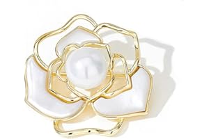 BSLVWG Women's broche imitation Pearl broche ronde Camellia broche écharpe broche