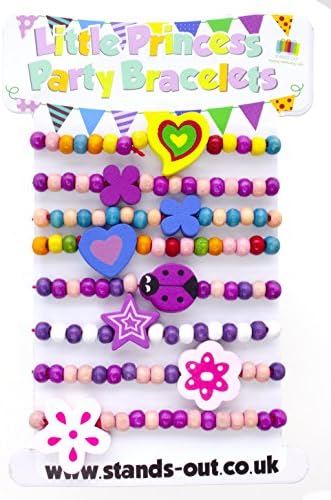 HaSaH 32 x Colourful Wooden Girls Bracelets - Ideal as Goody Loot Party Bag Filler Jewellery