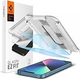 Spigen iPhone 17e / 16e / 14 / 13 Pro / 13 ile Uyumlu Kolay Kurulum Cam Ekran Koruyucu GLAS.tR EZ Fit AntiBlue HD (2 Adet) Şe