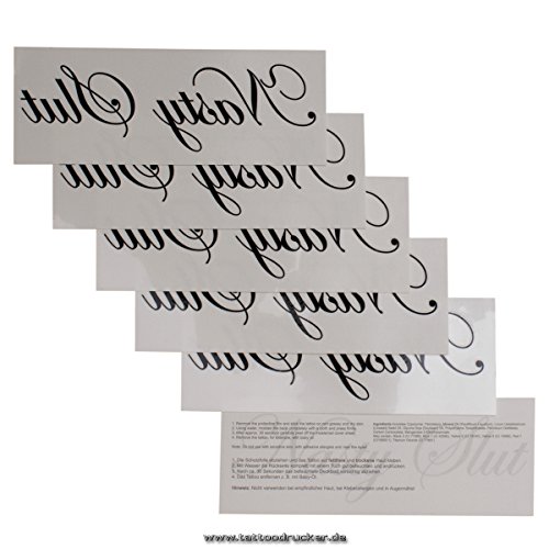 1 "Nasty Slut" temporary Tattoo Lettering in black - Sexy Kinky fetish Tattoo (1)