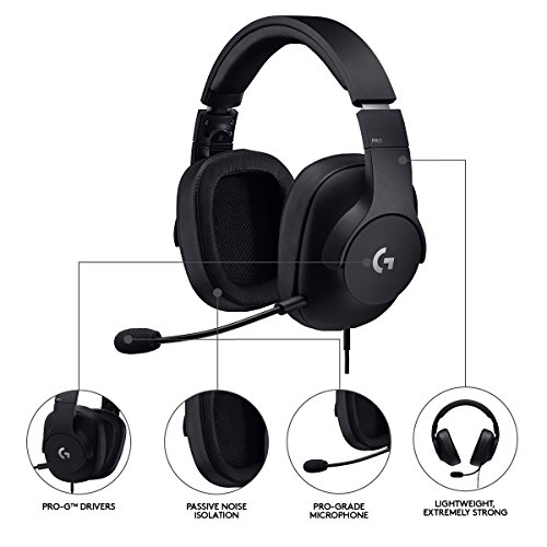 Logitech G Pro Auriculares Gaming  Ligeros con transductores Pro-G  para PC  PS4  Switch  Xbox One  VR 