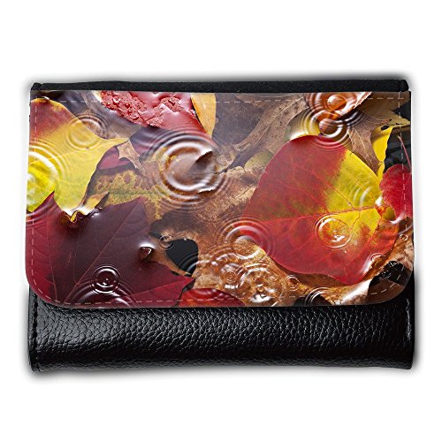 Preisvergleich Produktbild Portemonnaie Geldbörse Brieftasche / / V00001808 Hintergrund Herbst-Blätter Wasser Regen / / Medium Size Wallet