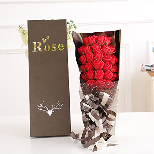 Artificial Flower Health Care Tool for Wedding Decoration,Home Decor,Mother's Day Gift,Father's Day Creative gifts Valentines bouquets of roses soap Christmas gift birthday gift,33 bouquet Red