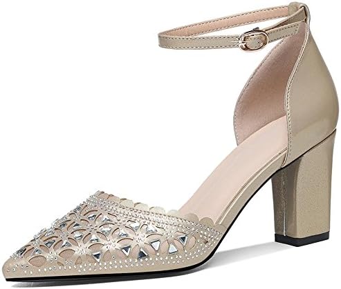 Shoe FUFU Women's PU Summer Basic Pump Heels for Casual 7.5 cm (Color : Champagne, Size : EU36/UK4/CN36)