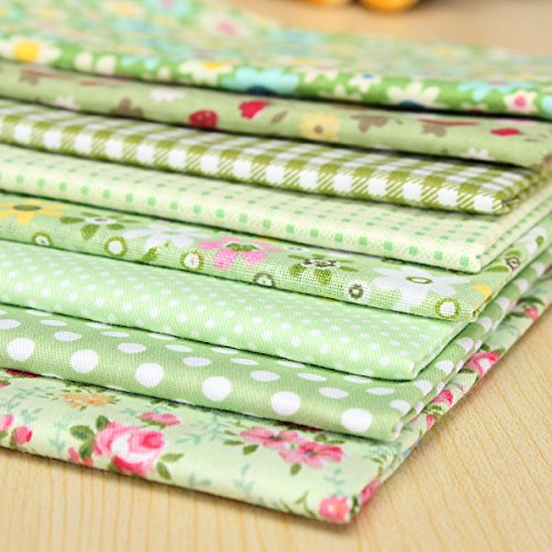KING DO WAY 8 Stueck Stoffpaket Baumwollstoff Patchwork Stoffe Baumwolle Stoffreste Paket Baumwolle tuch Gruen 45cm x 45cm - 6