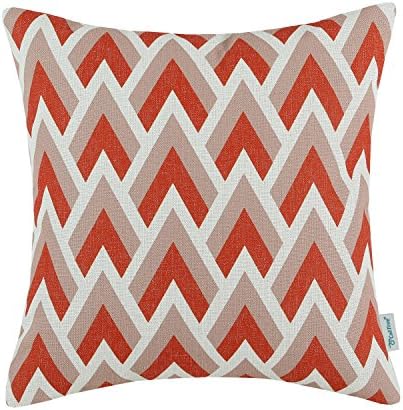 CaliTime Bolster Pillow Case Shells for Couch Bed Sofa Modern Chevron Figures 45cm X 45cm Orange